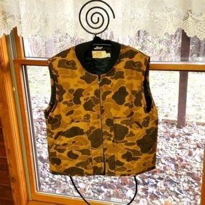 SAFTBAC Vintage Hunting Quilted Camouflage Full Zippered Sweater Neck Sz. M Vest